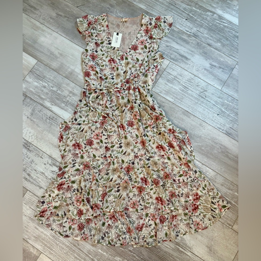 Matilda Jane Floral Dress - Red, Green, Cream